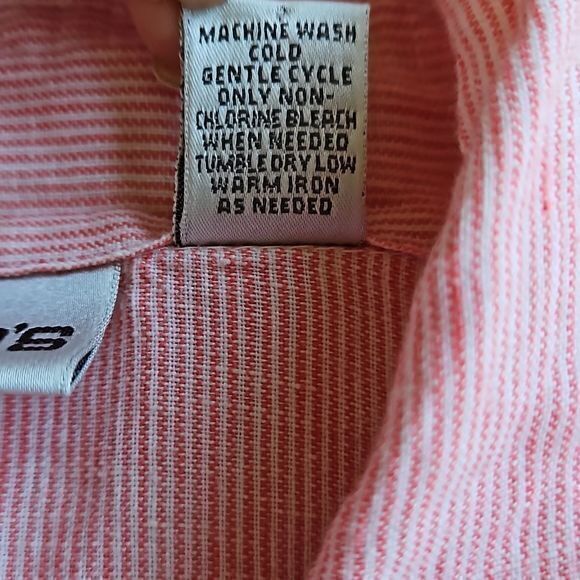 Chico's Striped Linen 3/4 Sleeve‎ Button Down with Button Up Cuffs Sz 2 - Picture 13 of 16